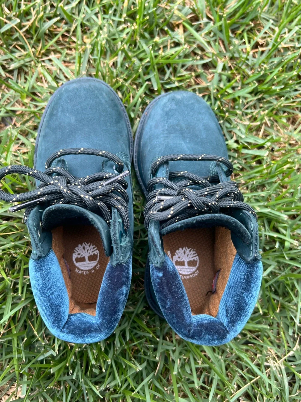 Timberland Kids Teal Suede Lace-Up Ankle Boots